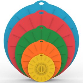 5pcs Silicone Fresh-keeping Cover; Microwave Oven Heating Cover; Food Dust-proof Splash-proof Bowl Cover Set; Kitchen Supplies