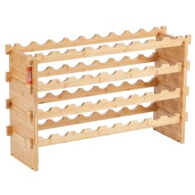 36 Bottle Stackable Modular Wine Rack Bamboo Wood Display Shelf 4-Tier