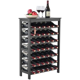 42 Bottle 7-Tier Modular Wine Rack Bamboo Wood Display Shelf with TableTop