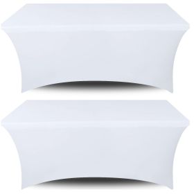 Stretch Spandex Table Covers 4FT Pack of 2 Fitted Tablecloths for Rectangle Tables Stretchy Wrinkle Resistant Folding Table Cover White